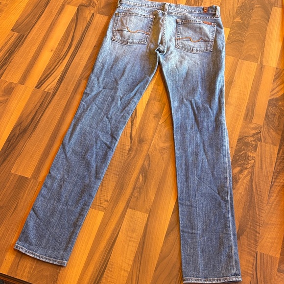 7 For All Mankind Women's Straight Leg Blue Jeans - Picture 8 of 11